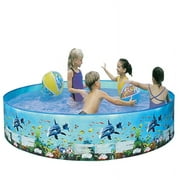 GYDEK Portable Inflation-free Hard Swimming Pool Folding Pool Family Swimming Pool Round Swimming Pool for Babies Kids Adults 48 x 9.8in